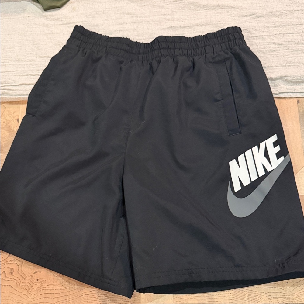 Nike Black Shorts with White & Gray Logo